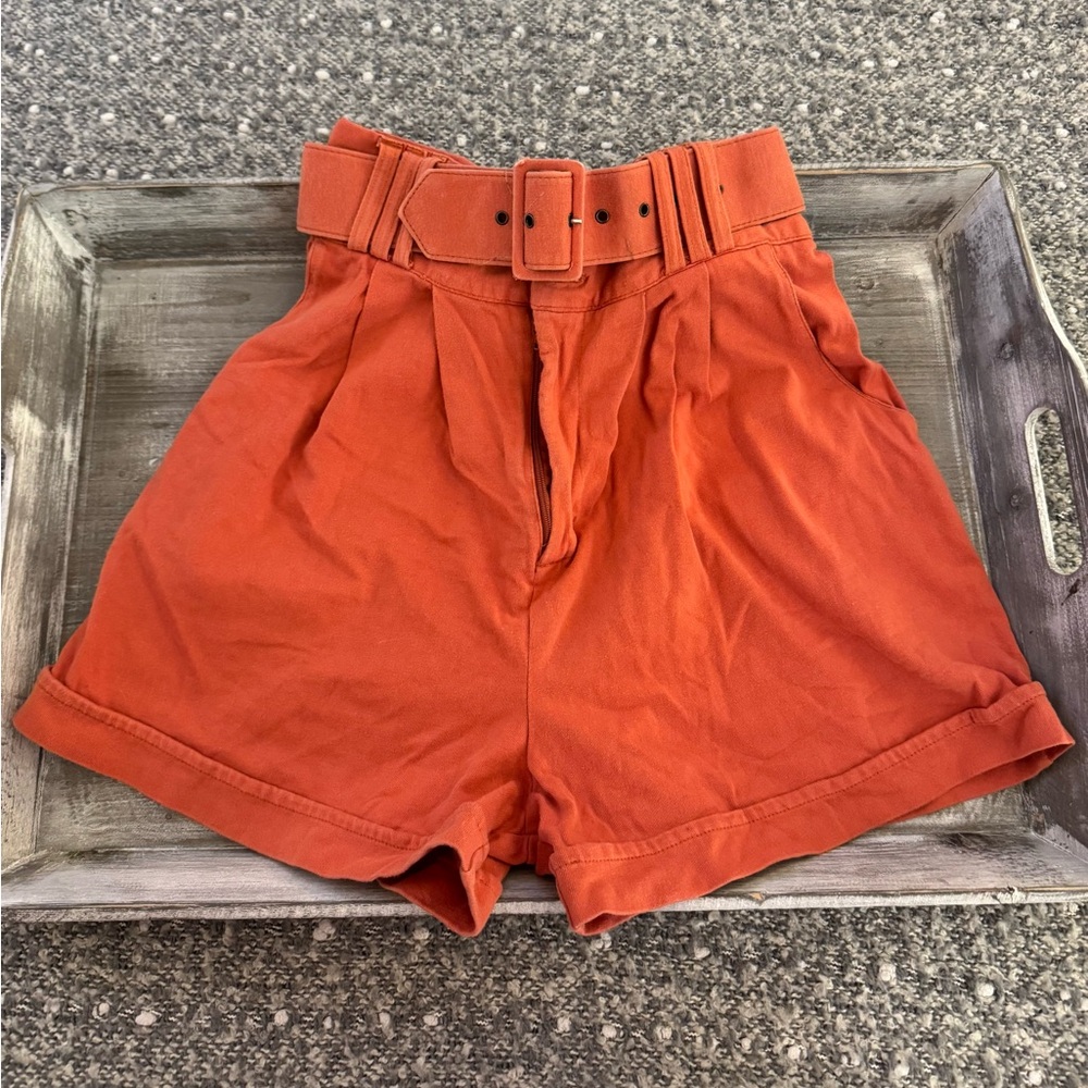 Palmettos vintage orange high-waisted shorts with belt, size M